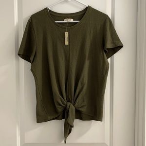 Madewell brand new top. Size large. Ties in front at bottom. Olive green.